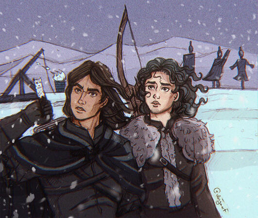 jon snow &amp; satin on the night of battle